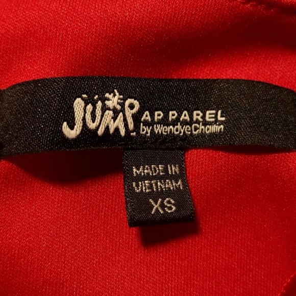 Jump Apparel Womens Fit & Flare Dress Red Stretch V Neck Cap Sleeve XS New - Picture 6 of 9